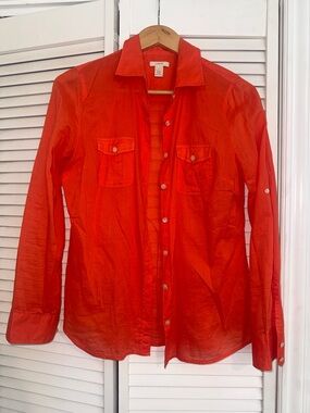 J. Crew 🧡🧡 Orange Lightweight Button-Up Shirt - 8